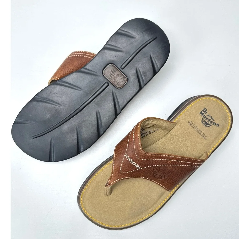 Dr. Martens 5A54 Brown Leather Thong Sandals Mens Size 7 AirWair Sole 0200969710